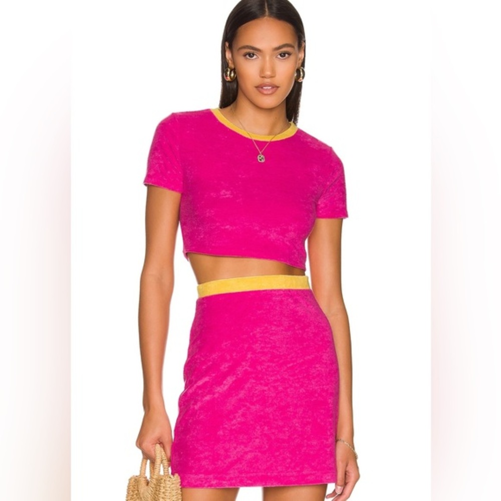 Lovers & Friends Lana Crop Top and Mini Skirt Set in Magenta Size S/M